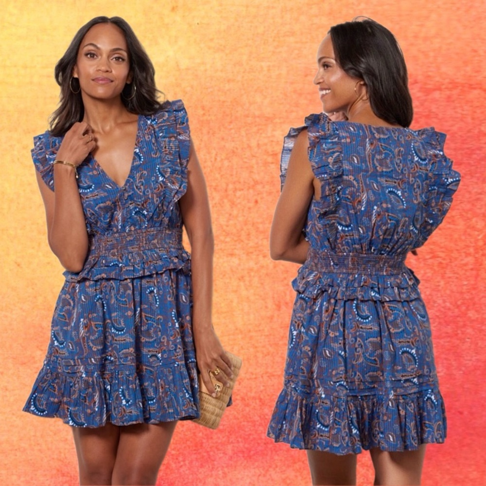 cleobella • elara mini dress lazuli blue paisley print l